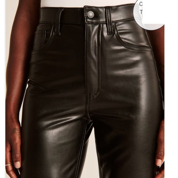 Abercrombie & Fitch Women's Black Vegan Leather 90s Straight Pant - Picture 3 of 9
